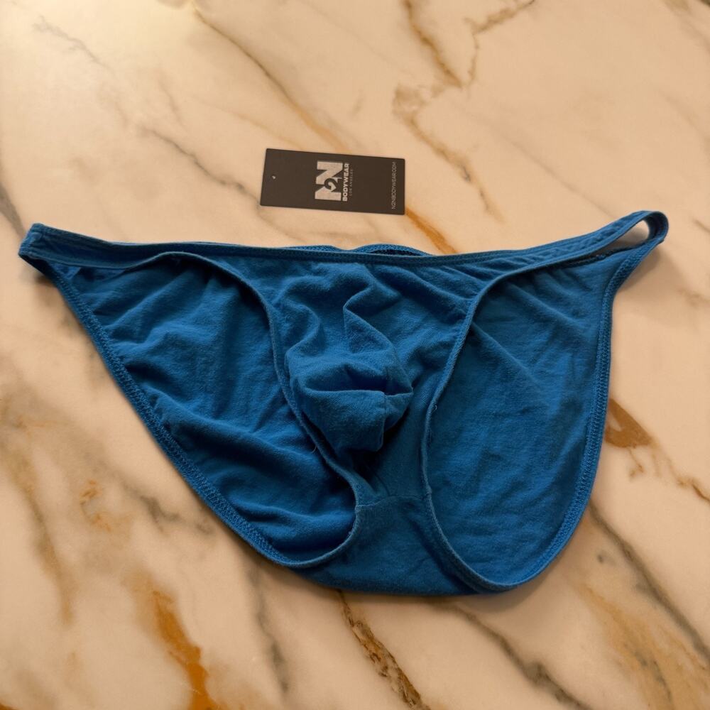 NEW N2N Bodywear Mens Cotton Micro Bikini Color Blue Size Large